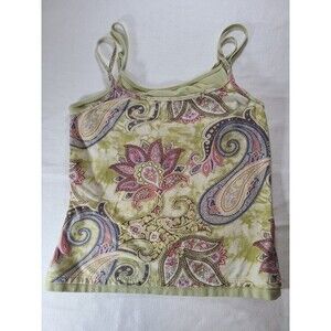 Faded Glory Layered Tank Top | Shelf Bra | Paisley Print | Size S (4/6)